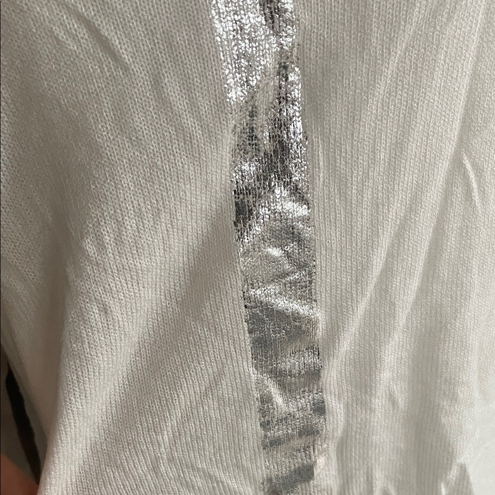 VENTI 6 Summer Spring Light Sweater White Top with Silver Accent Fits Medium - Picture 4 of 10